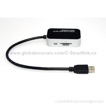 2-in-1 USB3.0 Hubs with 3-hub Port and 1 Ethernet Port, Speed of 5Gbps, 100/1,000Mbps